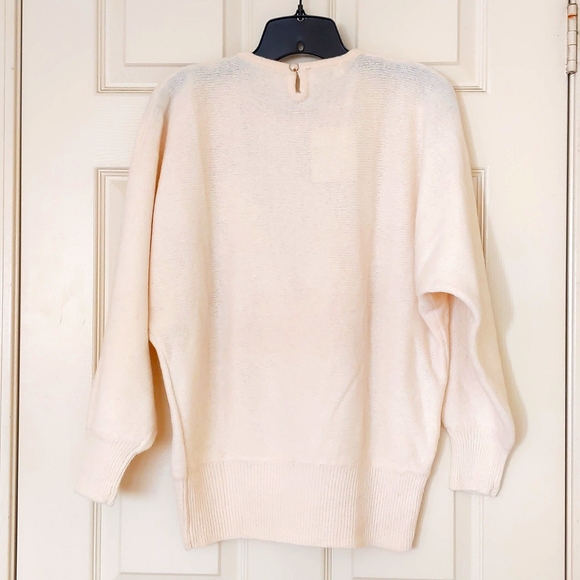 NWT. Woman's Wool/Angora sweater with leather and pearls decorations. - Picture 4 of 4